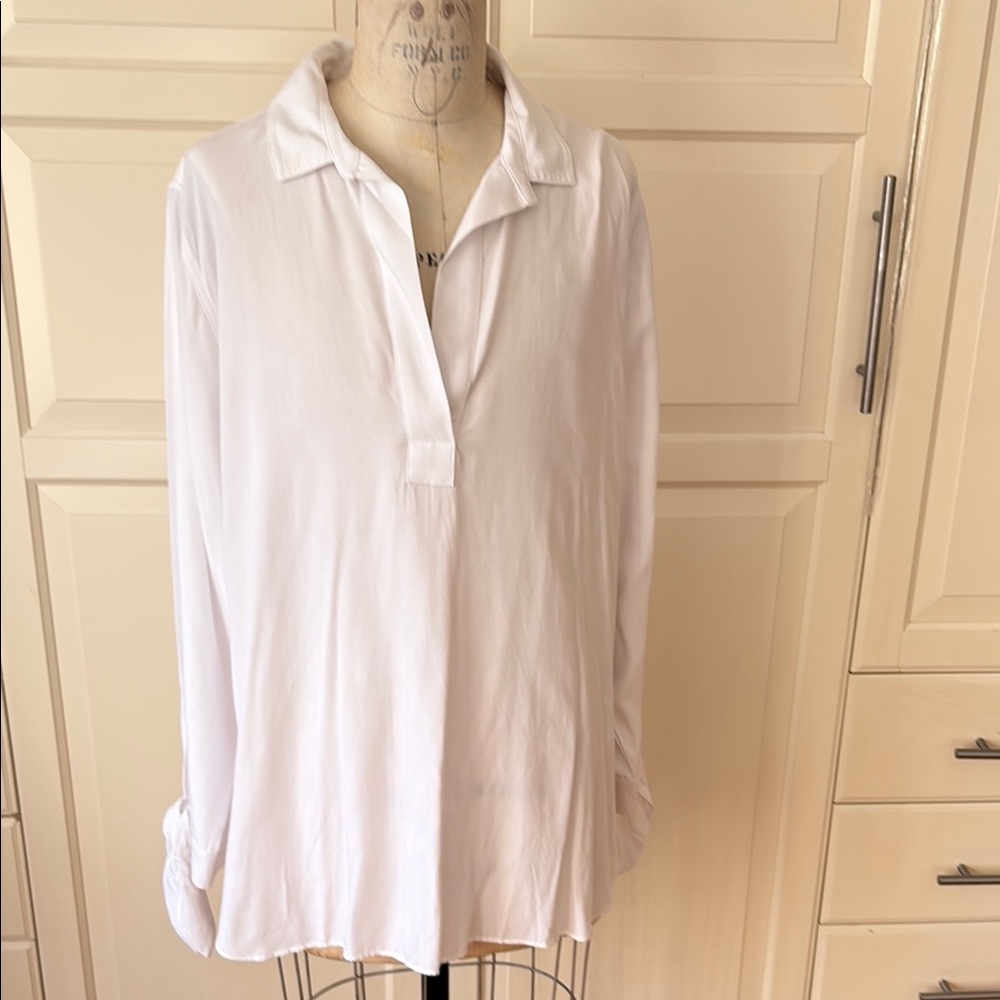 J crew new white tunic top popover XL